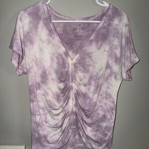 American Eagle Outfitters Lavender Tie-Dye Short Sleeve Top